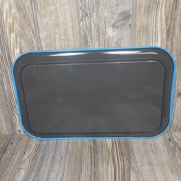 Vintage Lap Tray Metal Blue Cream, Southern Belle Colonial Girl, Country Kitchen - Picture 3 of 5